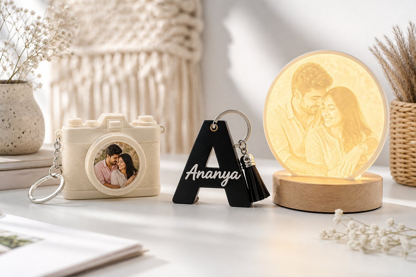 FIBU'S-ART camera keychain, letter keychain and lithophane lamp