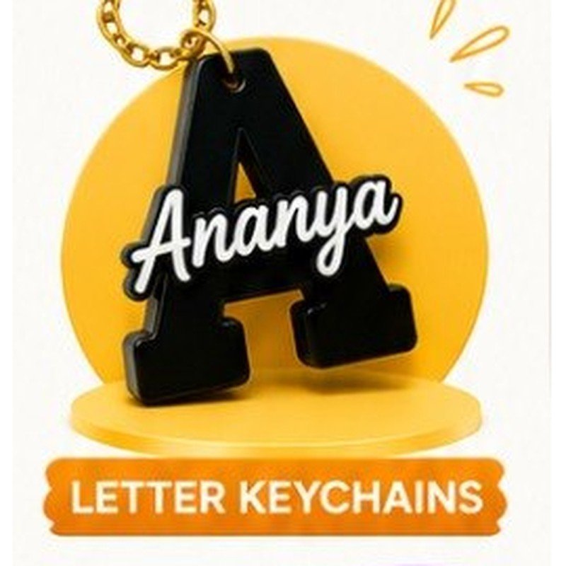 Letter A keychain with name Ananya